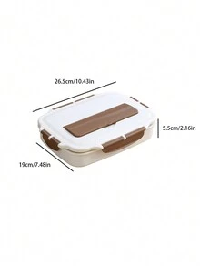 1個304不銹鋼4格飯盒,帶餐具飯盒,適合成人學生使用1l大容量 - 棕色 - 查看 2