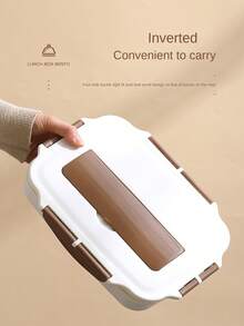 1個304不銹鋼4格飯盒,帶餐具飯盒,適合成人學生使用1l大容量 - 棕色 - 查看 8