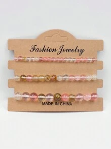 3入組多色天然石珠子手鍊4mm/6mm/8mm,適用於瑜伽、緩解焦慮,可伸縮的能量手環,女性珠寶禮物 - 彩色 - 查看 27