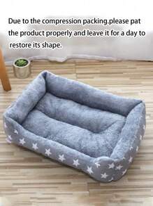 1pc Star Pattern Warm Plush Pet House Suitable For Small, Medium And Large Cats And Dogs To Sleep In All Seasons - Grey - View 7