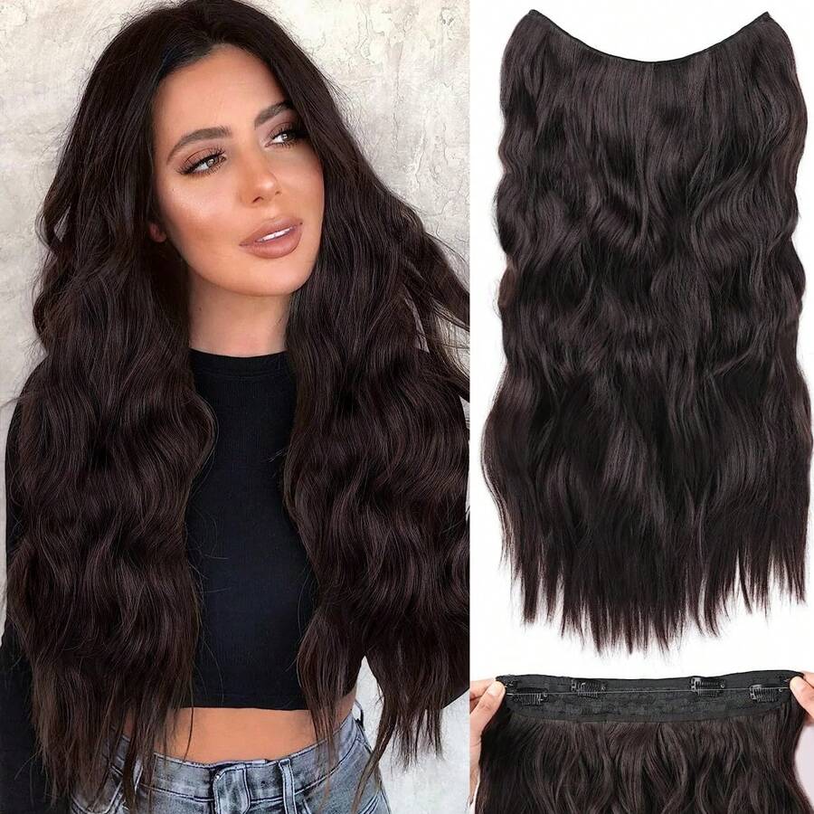 Phần Mở Rộng Tóc 20 Inch Kẹp Trong Phần Mở Rộng Tóc Với Dây Vô Hình Có Thể Điều Chỉnh Kích Thước Sóng Dài Phần Mở Rộng Tóc Với 4 Kẹp An Toàn dành Cho Nữ - Dark Brown - Xem 1