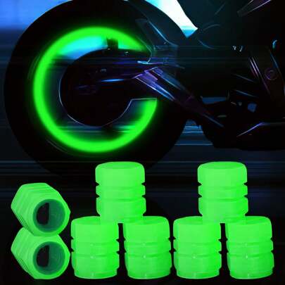 10pcs Green Mini Luminous Tire Valve Stem Caps Glow in The Dark Tire Valve Caps Glowing Tire Valve Stem Caps Universal for Car Bike SUV Motorcycles Truck Decorative Accessories