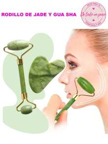 A LITTLE EVERYTHING Jade Roller And Gua Sha Set For Facial Massage - Green - View 1