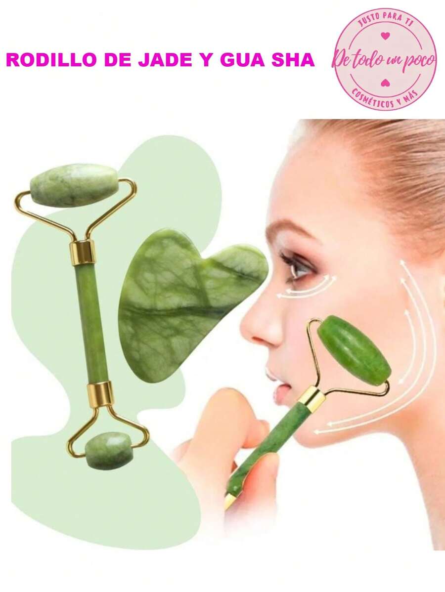A LITTLE EVERYTHING Jade Roller And Gua Sha Set For Facial Massage - Green - View 1