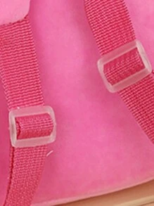 1 件裝可愛毛絨背包卡通背包女孩我的時尚毛皮背包兒童書包小卡通書包 - 粉色 - 查看 8