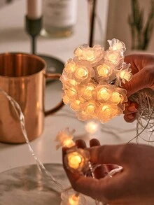 秋季裝飾仙女燈,帶玫瑰形 Led 燈串,適合情人節、母親節禮物、臥室、婚禮、花園、派對裝飾,多色 - 無色 - 查看 3