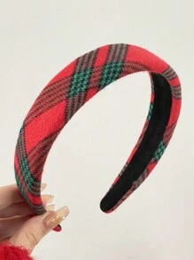 1 Băng đô xốp rộng họa tiết kẻ caro Giáng sinh dành cho nữ với thiết kế đơn giản và kẹp tóc đa năng, dùng cho cuộc sống hàng ngày và lễ hội - Nhiều màu - Xem 4