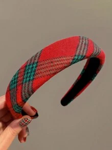 1 Băng đô xốp rộng họa tiết kẻ caro Giáng sinh dành cho nữ với thiết kế đơn giản và kẹp tóc đa năng, dùng cho cuộc sống hàng ngày và lễ hội - Nhiều màu - Xem 2