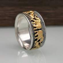 Anillo De Elefante De Dos Tonos A La Moda Y Vintage - Plata antigua - Ver 4