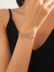 1 件個性化時尚女孩名字手鍊 - 金黃色 - 查看 4