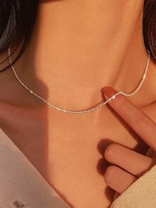 1 Miếng Đúng mốt Và Đơn giản Dây chuyền Cho bữa tiệc , Ngày , Và Mặc hàng ngày , Hoàn hảo Qủa tặng - Bạc - Xem 2