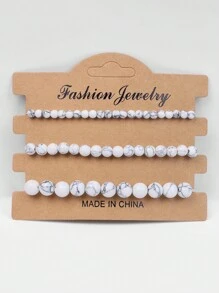 3入組多色天然石珠子手鍊4mm/6mm/8mm,適用於瑜伽、緩解焦慮,可伸縮的能量手環,女性珠寶禮物 - 彩色 - 查看 36