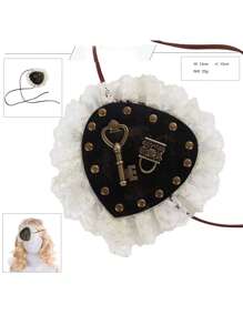 Parche De Ojo De Pirata De Un Solo Ojo, Decoración De Llave Y Cerradura, Encaje Y, Punk, Vintage Y Gótico, Para Halloween, Cosplay Y Fiesta, 1 Ud. - Marrón - Ver 2