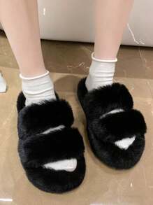 蝴蝶和人工珍珠裝飾豪華臥室拖鞋，簡約實用的開放式平底女士家居鞋，附時尚珍珠和花卉裝飾 - 黑色 - 查看 5