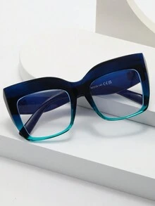 1pc Square Shaped Fashionable Non-Prescription Glasses For Daily Life - Black - View 2