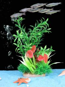 1入組隨機人工水族箱植物裝飾,塑料仿真水草魚缸景觀飾品 - 彩色 - 查看 5