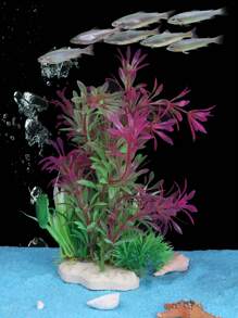 1入組隨機人工水族箱植物裝飾,塑料仿真水草魚缸景觀飾品 - 彩色 - 查看 4