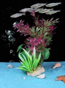 1入組隨機人工水族箱植物裝飾,塑料仿真水草魚缸景觀飾品 - 彩色 - 查看 6