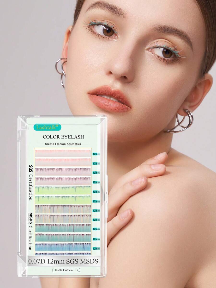 Lashtalk 1盒顏色漸層混合0.07mm C/d長8-15mm,12行nagaraku合成貂毛柔軟的假睫毛 - 彩色 - 查看 1