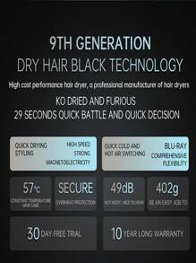 Hair Dryer With American Standard Plug - Dark Grey - View 11