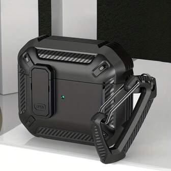 苹果男款黑色磨砂防摔耳机盒 兼容 Airpods Pro、第二代和第三代 Airpods 保护套