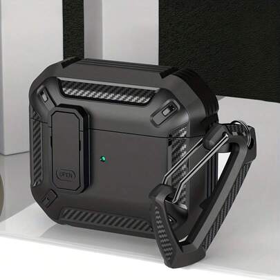 苹果男款黑色磨砂防摔耳机盒 兼容 Airpods Pro、第二代和第三代 Airpods 保护套