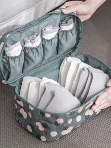 Flower Graphic Underwear Bag Grey Storage Bag - Navy Blue - View 3