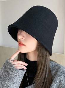 FADZOYLE 1件女士秋冬季厚款保暖防風純針織漁夫帽，韓國風格時尚日常戶外滑雪耳套帽，可調節高雅款式 - 黑色 - 查看 3