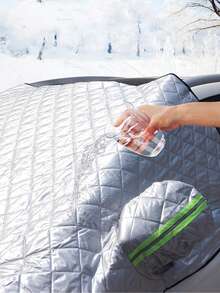 Car Sunshade With Rearview Mirror Cover - Silver - View 7