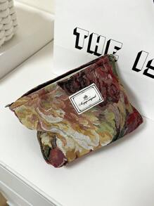 AGG 油畫風紅色大號女用化妝包，內袋，便攜旅行盥洗包，手提包，多功能護膚品收納包，女性衛生棉收納包，送給媽媽和女友的禮物，學生鉛筆盒 - 紅色 - 查看 6