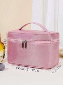 Fashionable Pink Square Shaped Glitter Makeup Bag, Handheld Cosmetic Bag. Portable Cosmetic Tool Bag, Portable Lady Makeup Storage Bag With Folding Function ,Makeup Bag Makeup Pouch Skincare Bag Toiletry Bag Packing Cubes,Travel Essentials Cruise Essentials Dorm Essentials,Wedding Bridesmaid Gifts,Mom Gifts,Birthday Gifts,Gifts For Friends And Teachers Makeup Travel Toiletry Organizer Essentials Gifts Storage Zipper Accessories Nail