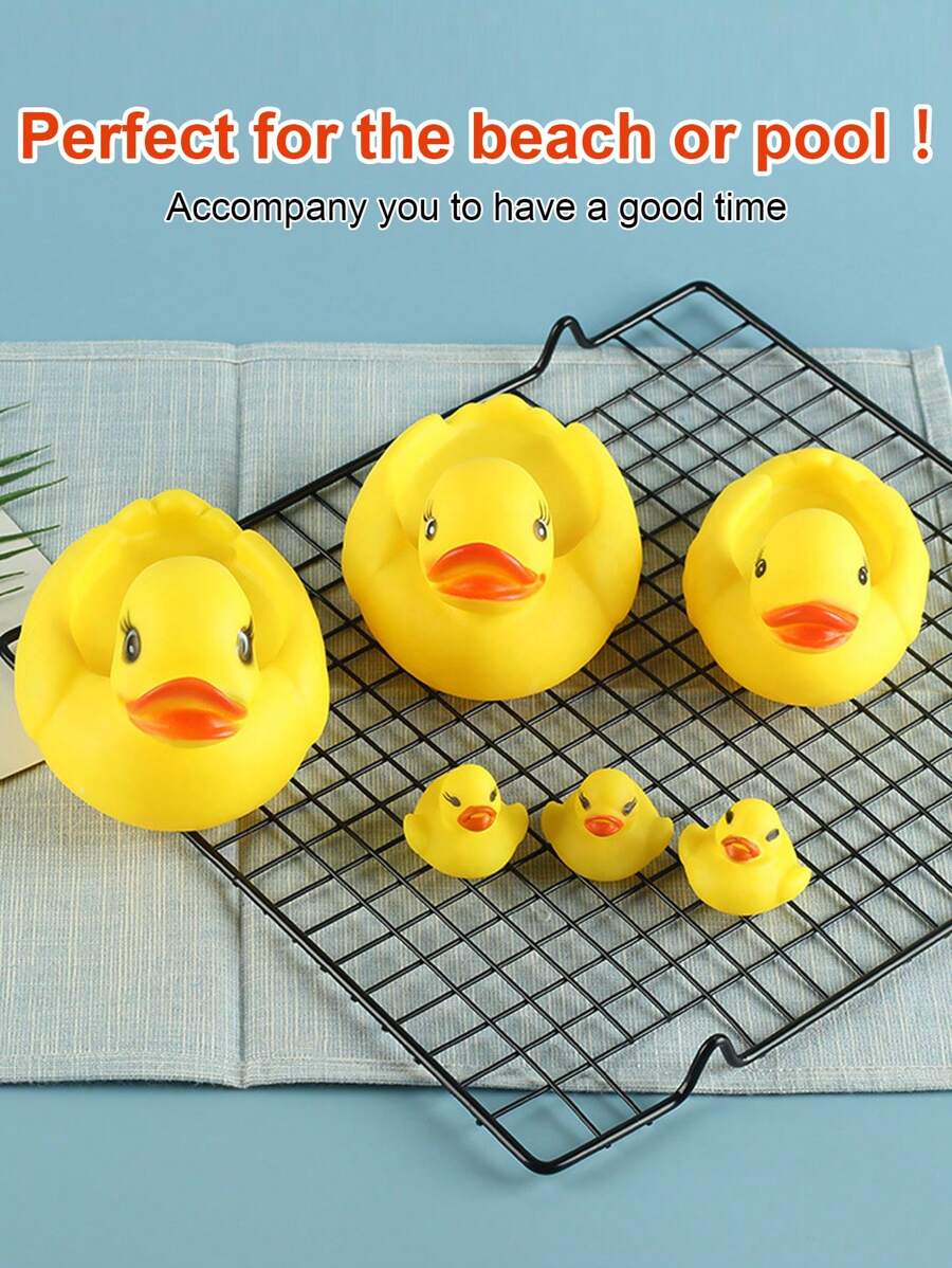 1入組玩水鴨設計浴室玩具,1只大鴨子和3只小鴨子 - 黃色 - 查看 1