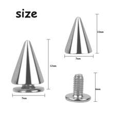 100pcs 7x10mm Metal Punk Decorative Rivets Cone Spikes Rivets Killer Rivets Punk Pointed Rivets Screw Rivets Metallic for DIY Leather Craft Clothing Bags Shoes Belts Bracelets Decorations - Silver - View 2