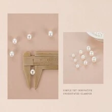 1盒435顆白色仿真珍珠手鍊和項鍊珠寶製作配件,適用於女孩和兒童 - 白色 - 查看 3