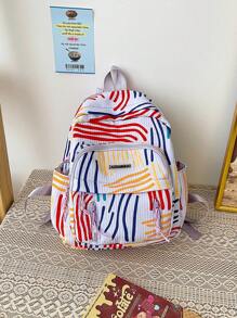 Sac À Dos Femme Tissu Oxford À Rayures Versicolores En Nylon Mini