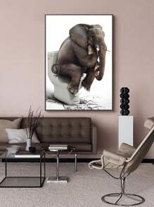 動物坐在馬桶上,大象鑽石畫,diy 家居裝飾工藝套件,手工吊墜,鑽石刺繡,全鑽圓形鑽石,創意十字繡,可愛卡通畫,定制禮品工藝 - 彩色 - 查看 4