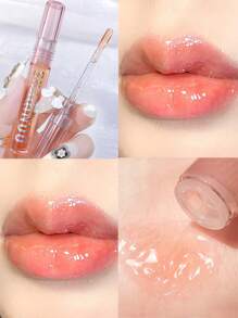 SHAQINUO Transparent Glossy Moisturizing Lip Oil That Diminishes Fine Lines, And Does Not Stick To Cup. This Water-Resistant Option Is Suitable For Daily Lip Care, And It Can Be Layered Under Other Lipsticks To Create Full Lips With A Glass Shine. Does Not Easily Fade - 淡橙色 - 查看 2
