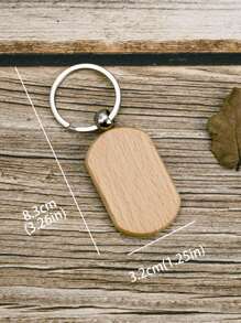 Wooden Craft Square & Ellipse & Heart & Circle Can Be Painted Graffiti Keychain With Personalized Name Or Blessing Phrases - Apricot - View 2