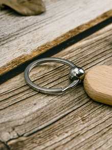 Wooden Craft Square & Ellipse & Heart & Circle Can Be Painted Graffiti Keychain With Personalized Name Or Blessing Phrases - Apricot - View 3