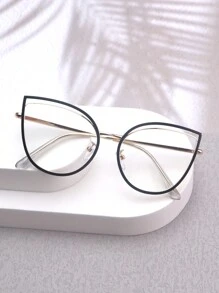 1 Pair Stainless Steel Cat Eye Frame Casual Eyeglasses For Women