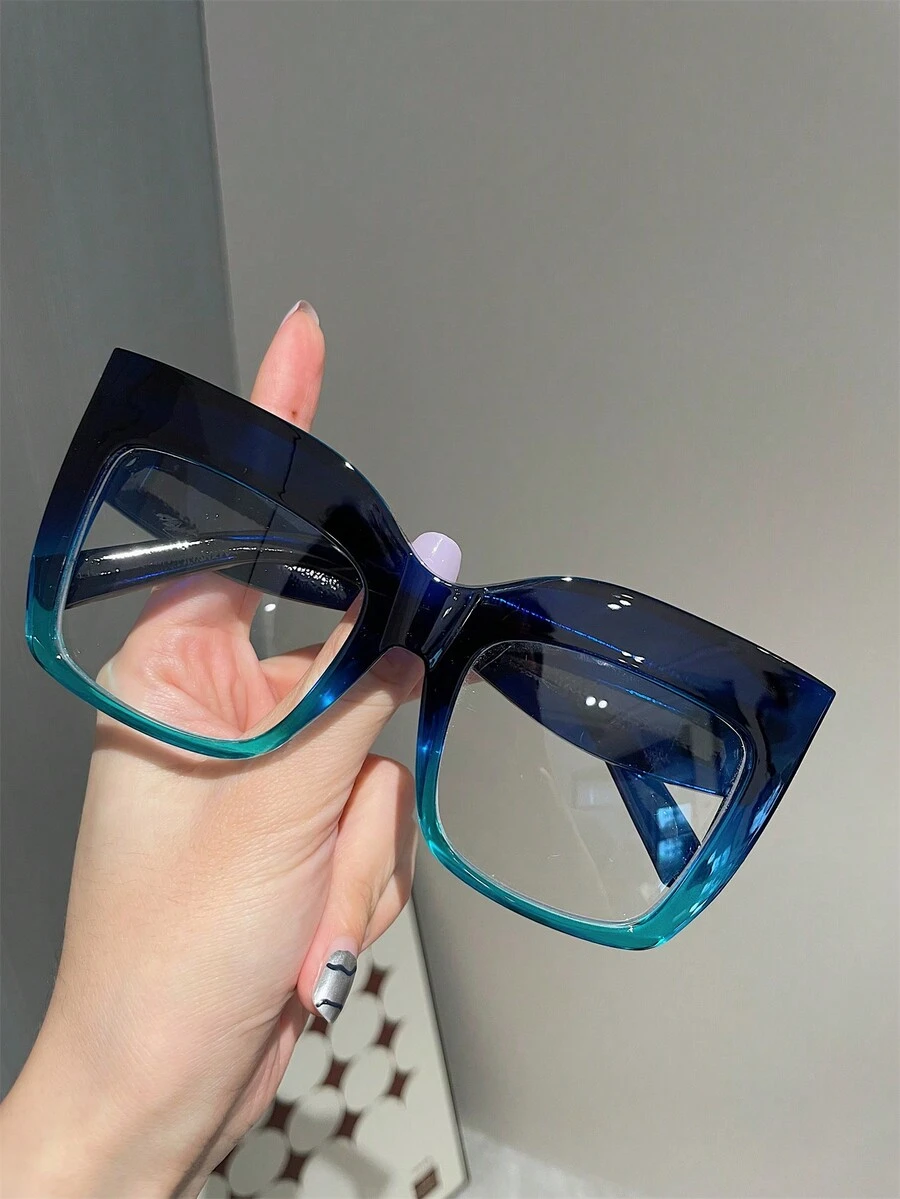 1pc Square Shaped Fashionable Non-Prescription Glasses For Daily Life - Black - View 1