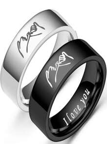 Bộ 2 nhẫn đôi bằng thép titan thời trang "Anh yêu em" thiết kế tay trong tay, Bộ quà tặng trang sức ngày cưới/kỷ niệm/ngày lễ tình nhân hợp thời trang dành cho người yêu - Nhiều màu - Xem 8