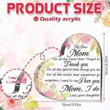 妈妈生日礼物 亚克力心形标志 女儿送给妈妈的礼物 母亲节礼物 鲜花牌匾 感谢妈妈 感恩妈妈 节日母亲生日礼物 - 彩色 - 查看 2
