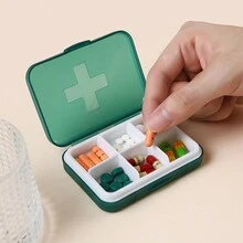 6-compartment Portable Pill Box For Travel - Green - View 2