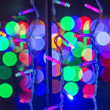 Multicolor And White Light Curtain 400 LED Spotlights Flash Function 3 Meters Transparent Cable - Multicolor - View 3