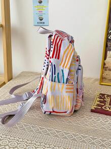 Sac À Dos Femme Tissu Oxford À Rayures Versicolores En Nylon Mini
