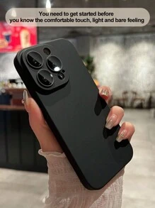 1 件商務風格黑色皮膚紋理 Ar 玻璃屏幕保護膜手機殼兼容 Iphone - 黑色 - 查看 1