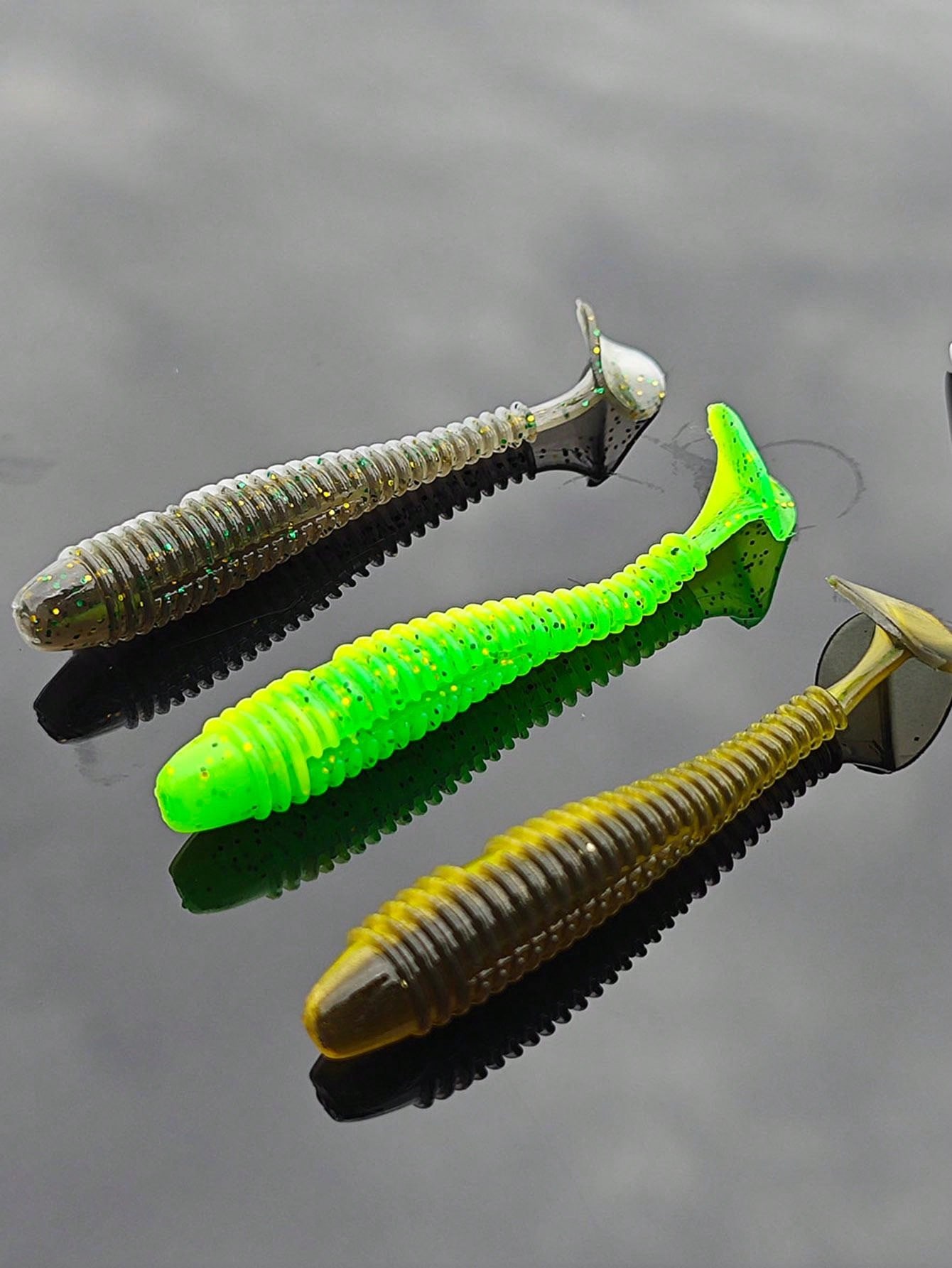 Screw T Tail Fishing Lures, Set Of 10, Largemouth Bass & Wels Catfish Lures, Pvc Material Slow