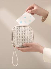 FUDEAM 1 Túi Mini Màu Be Di Động Cho Phụ Nữ Đi Du Lịch Ngoài Trời Túi Trang Điểm, Túi Đựng Mỹ Phẩm, Túi Sắp Xếp Cho Dây Kéo Hàng Ngày Khăn Ăn Vệ Sinh Polyester Túi Bảo Quản Túi Đựng Trang Sức Túi Đựng - Màu be - Xem 4