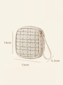 FUDEAM 1 Túi Mini Màu Be Di Động Cho Phụ Nữ Đi Du Lịch Ngoài Trời Túi Trang Điểm, Túi Đựng Mỹ Phẩm, Túi Sắp Xếp Cho Dây Kéo Hàng Ngày Khăn Ăn Vệ Sinh Polyester Túi Bảo Quản Túi Đựng Trang Sức Túi Đựng - Màu be - Xem 6